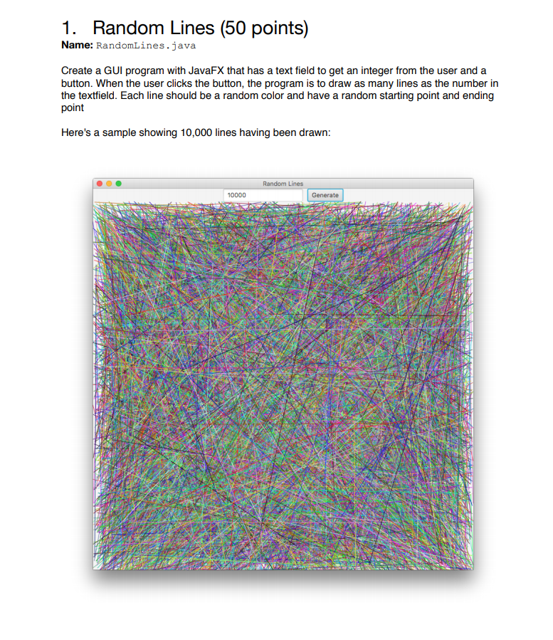 Random Lines (50 points) 1. Name: RandomLines.java | Chegg.com