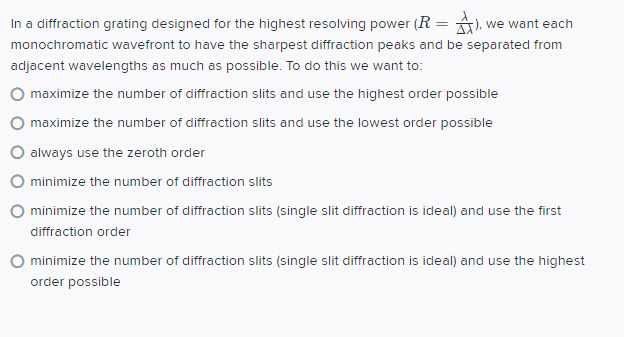 Solved ), we want each In a diffraction grating designed for | Chegg.com
