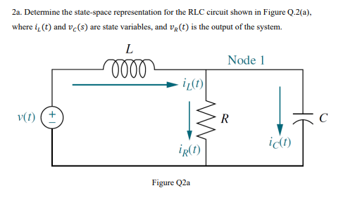 Solved Determine the state-space representation for the RLC | Chegg.com