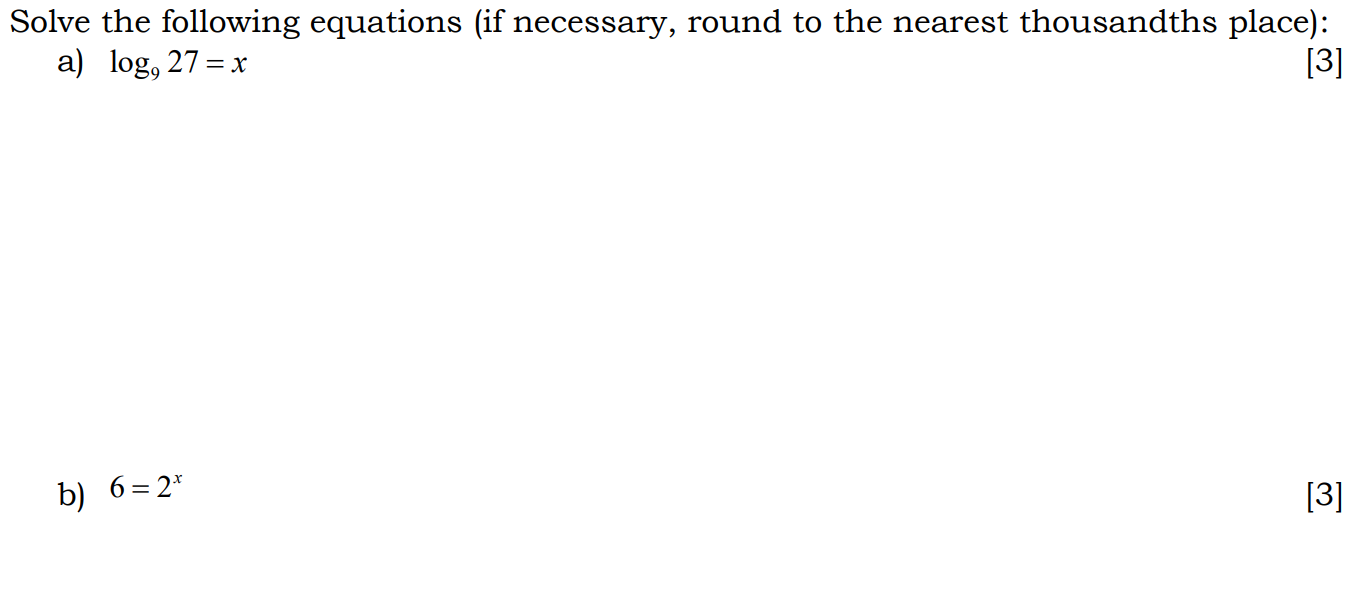 Solved Solve the following equations (if necessary, round to | Chegg.com