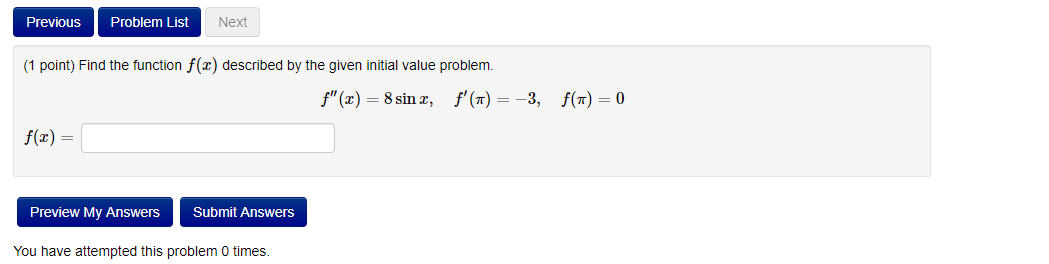 Solved Previous Problem List Next (1 point) Find the | Chegg.com