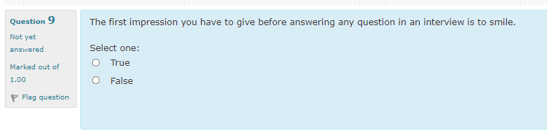 Solved Question 9 The first impression you have to give | Chegg.com