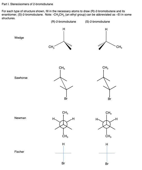 Solved Part I. Stereoisomers Of 2-bromobutane For Each Type | Chegg.com