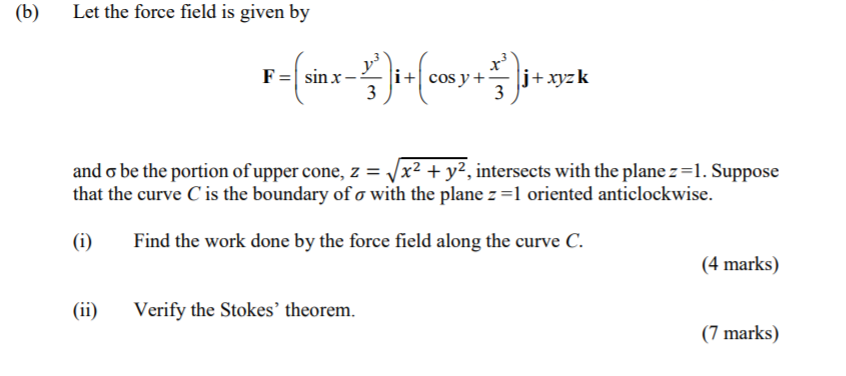 Solved B Let The Force Field Is Given By X R Sin X Chegg Com