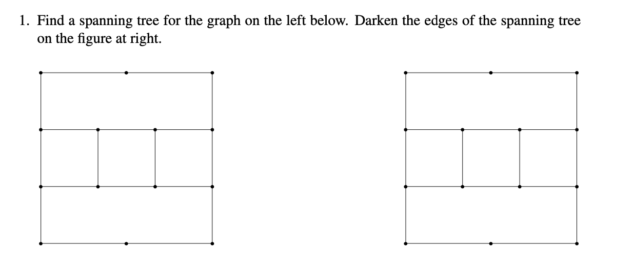 Solved Find a spanning tree for the graph on the left below. | Chegg.com