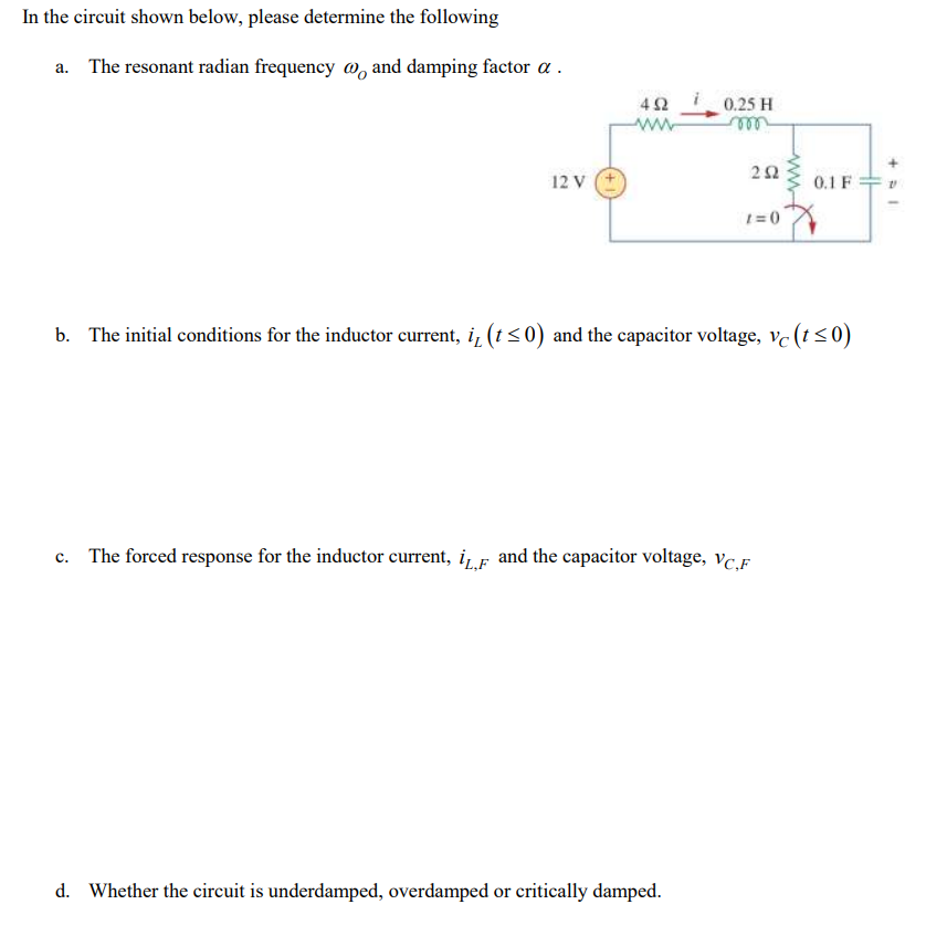 Solved a. The resonant radian frequency ωO and damping