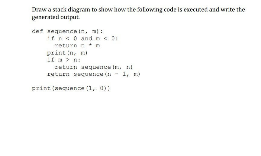 Solved Draw A Stack Diagram To Show How The Following Code | Chegg.com