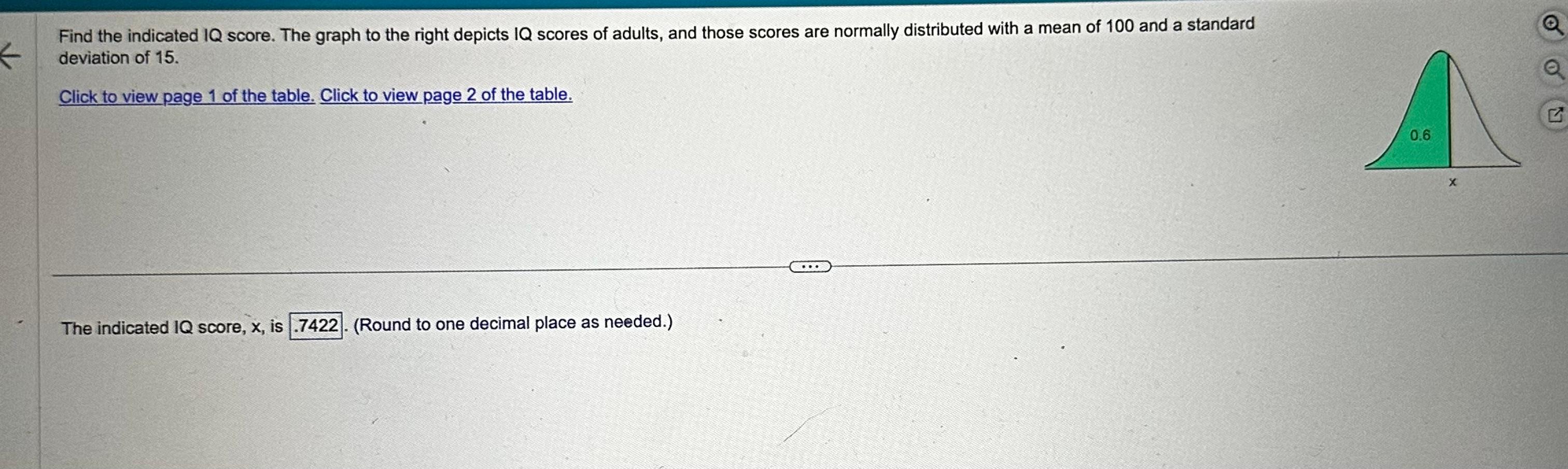 Solved Find the indicated IQ score. The graph to the right