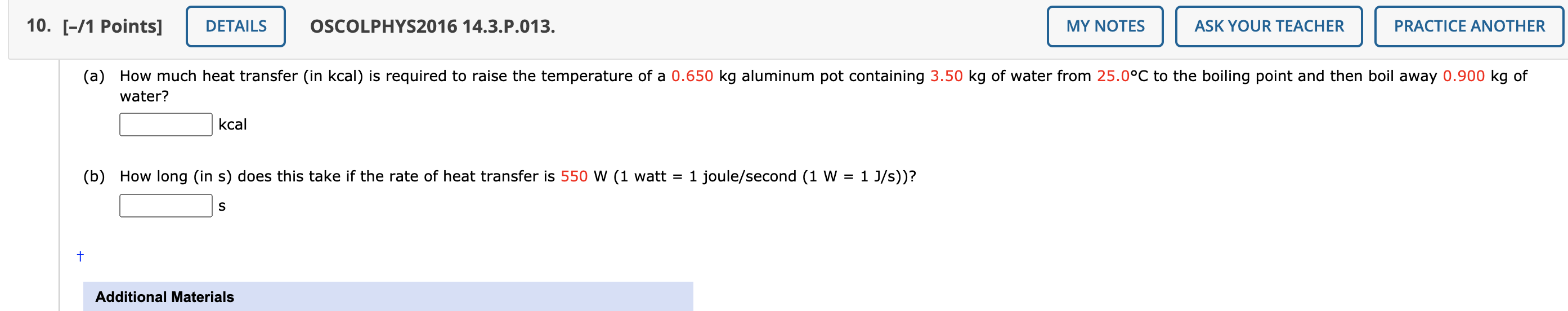 Solved 10 [ 1 Points] Details Oscolphys2016 14 3 P 013 My