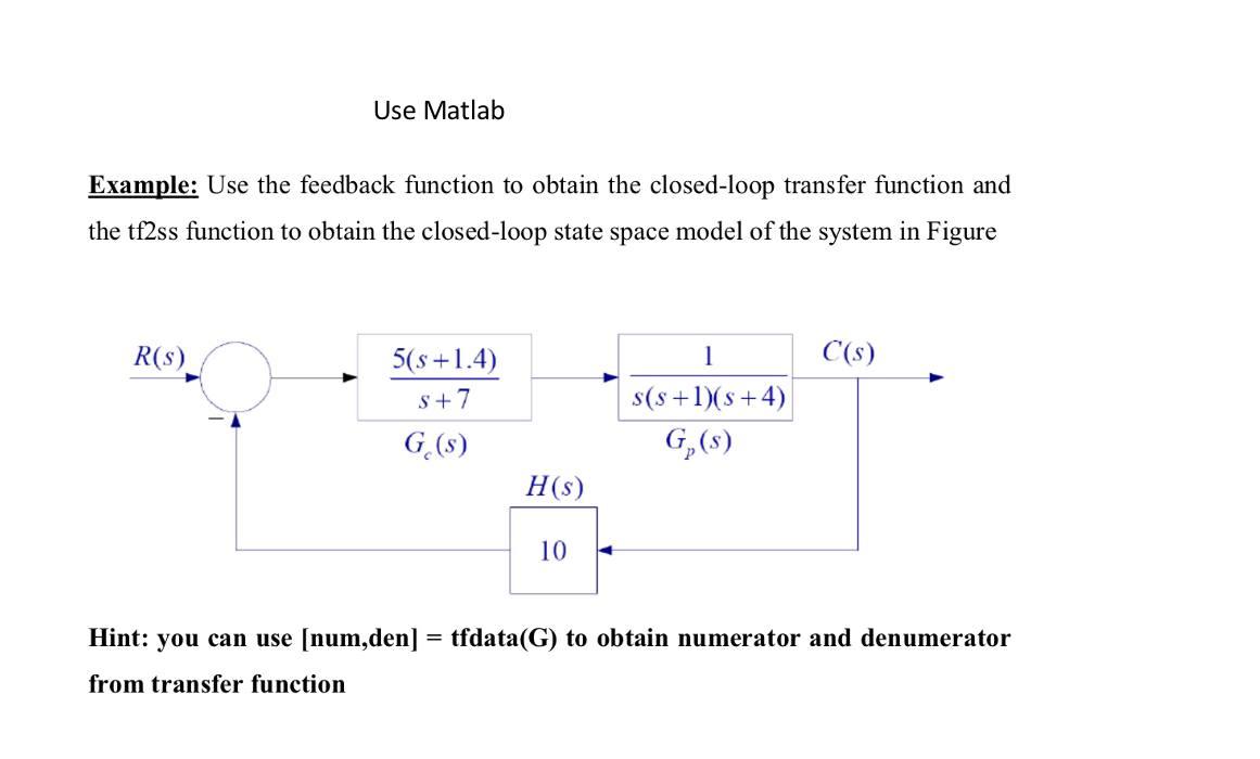 Solved Use Matlab Example Use the feedback function to Chegg