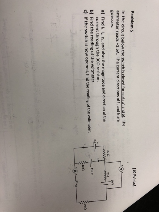 Solved Problem 5 [10 Points] In the circuit below the switch | Chegg.com