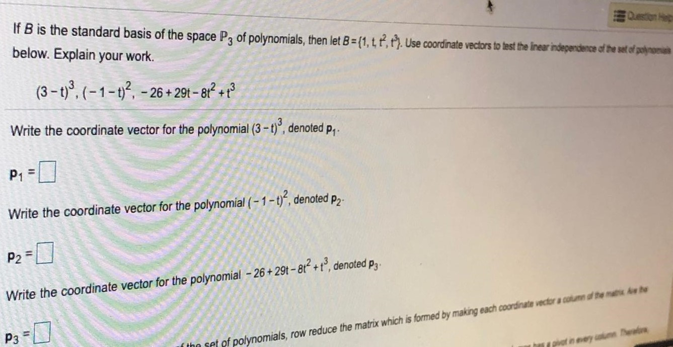 Solved If B is the standard basis of the space Pg of