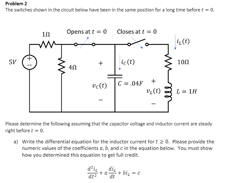 Solved Problem 2 The switches shown in the circuit below | Chegg.com