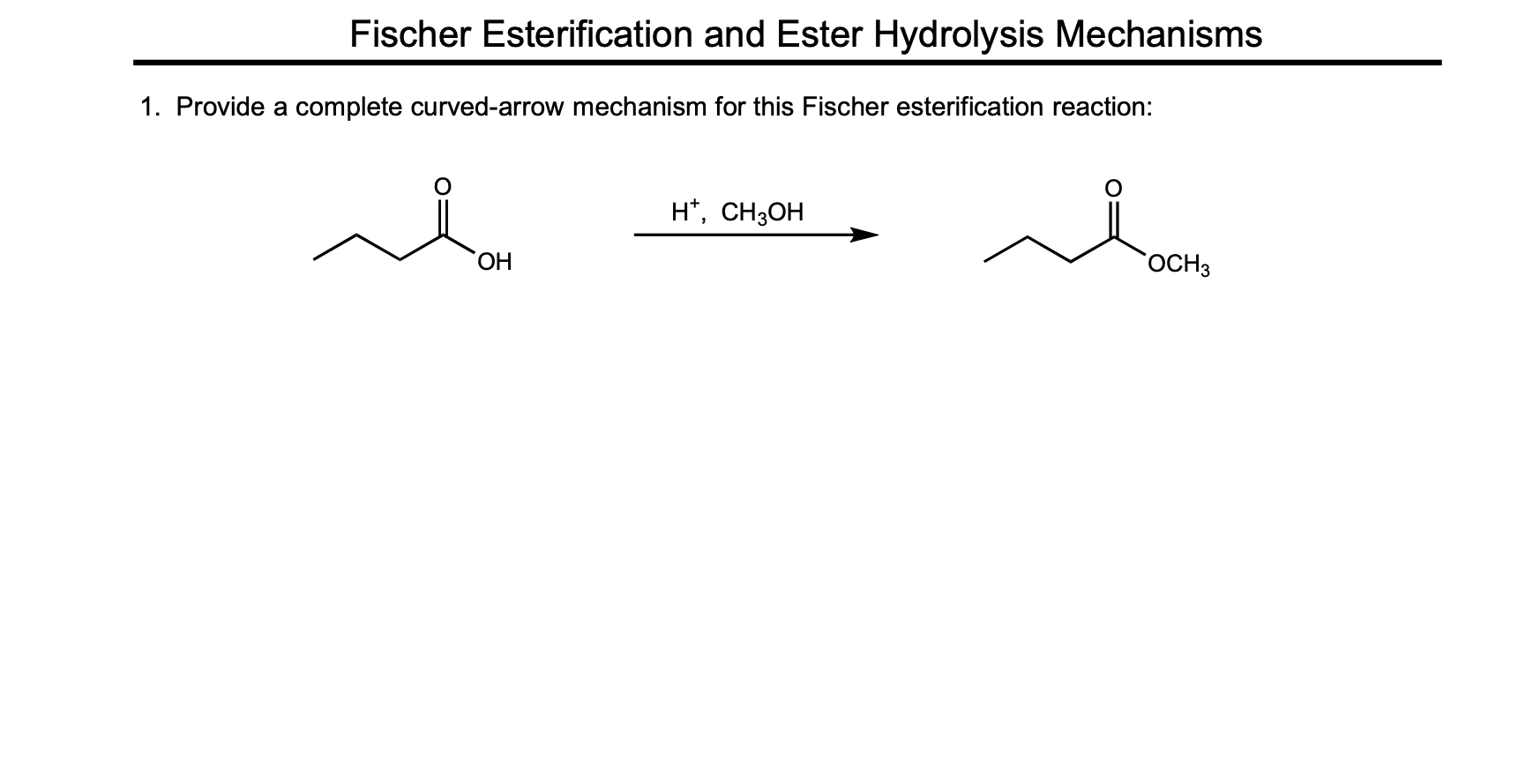 Solved Fischer Esterification and Ester Hydrolysis | Chegg.com