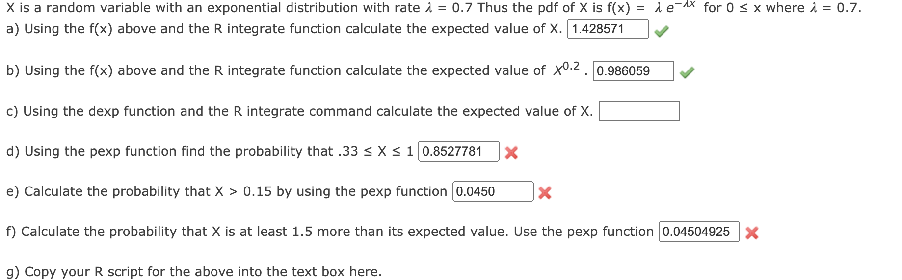 A E Ix For 0 X Where A 0 7 X Is A Random Chegg Com
