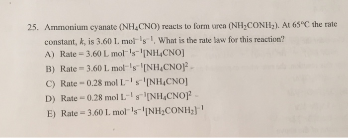 Solved Ammonium cyanate (NH_4CNO) reacts to form urea | Chegg.com