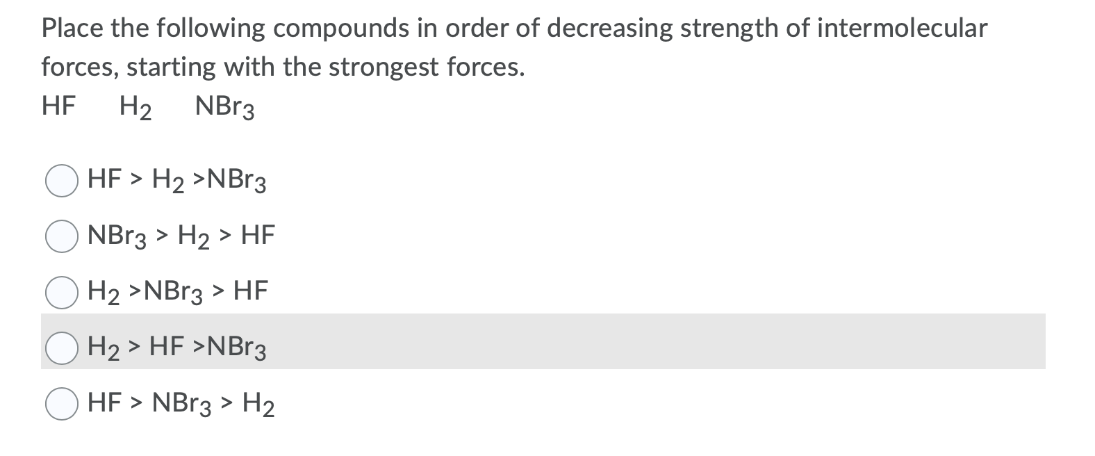 Solved Chlorine is a gas, bromine is a liquid, and iodine is