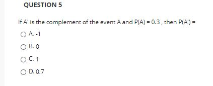 Solved QUESTIONS If A' is the complement of the event A and | Chegg.com
