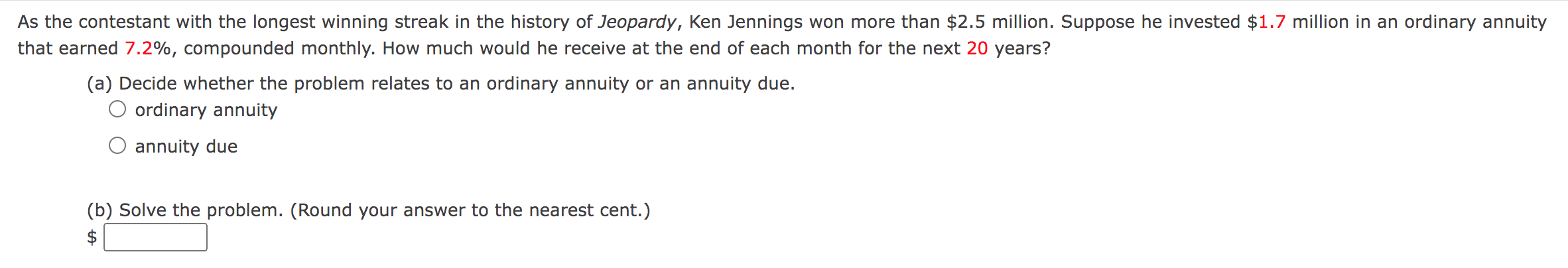 Solved As the contestant with the longest winning streak in | Chegg.com