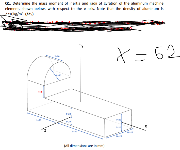 Solved Q1. Determine the mass moment of inertia and radii of | Chegg.com