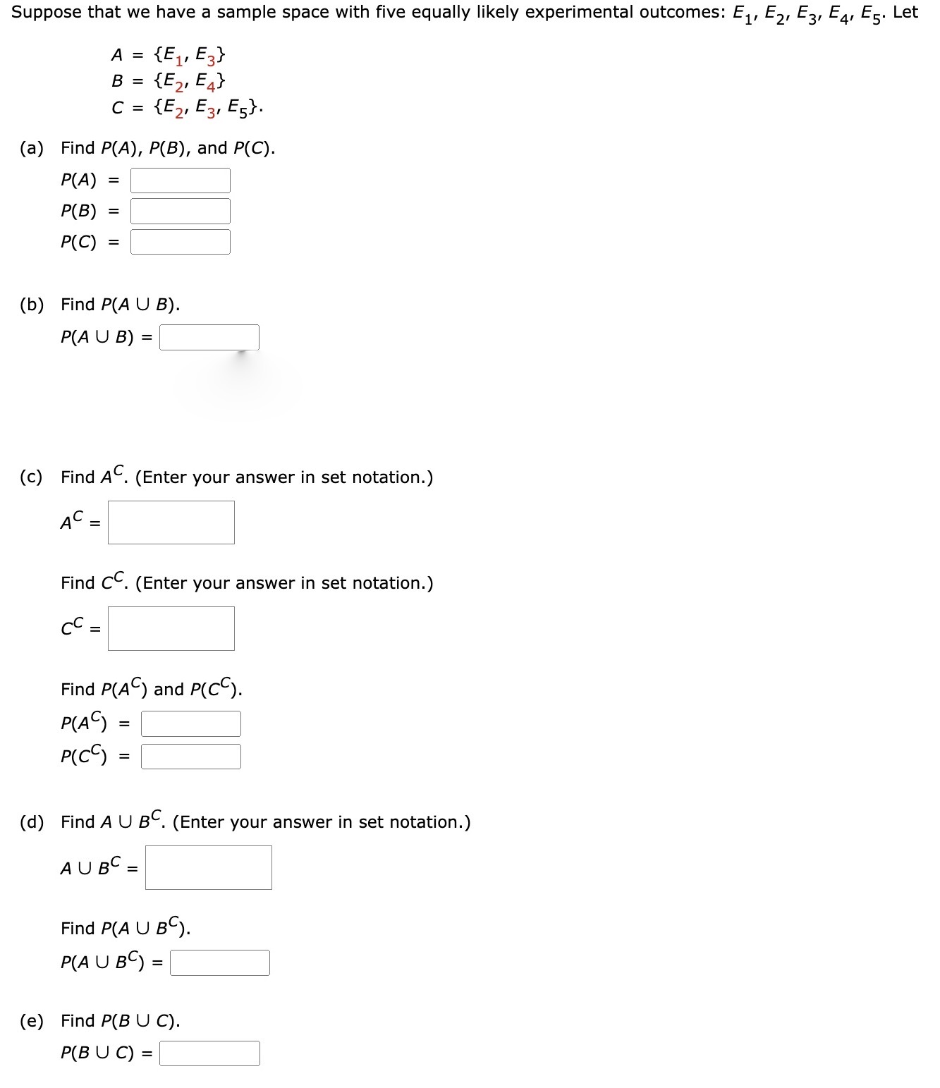 Solved Suppose that we have a sample space with five equally