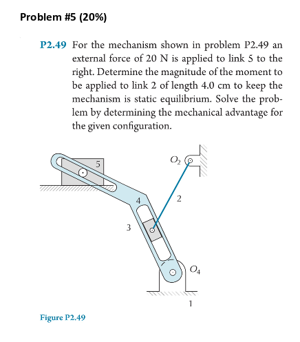 Solved Problem #5 (20%) P2.49 For the mechanism shown in | Chegg.com