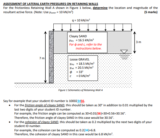 Solved ASSESSMENT OF LATERAL EARTH PRESSURES ON RETAINING | Chegg.com