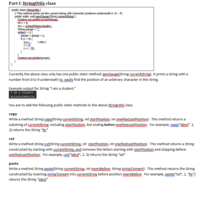 Solved Part I StringUtils class Currently the above class