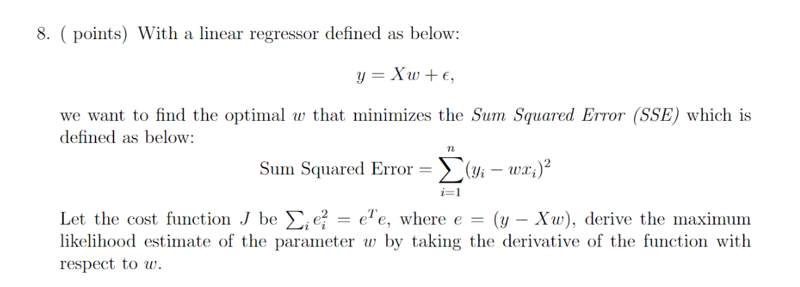 Solved ( points) Using the dataset below, we want to build a | Chegg.com
