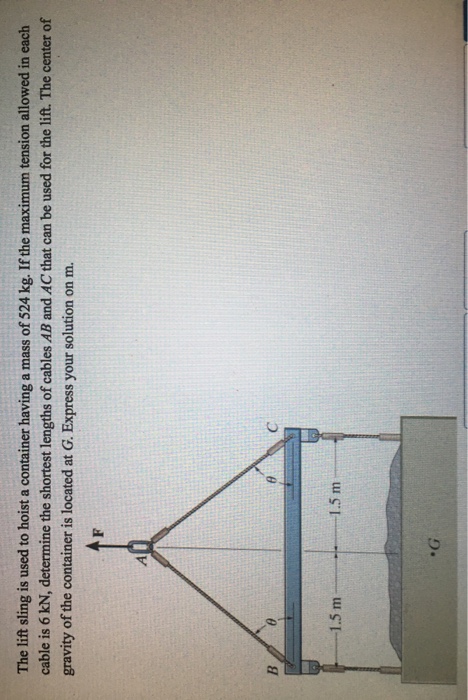 Solved The Lift Sling Is Used To Hoist A Container Having A Chegg