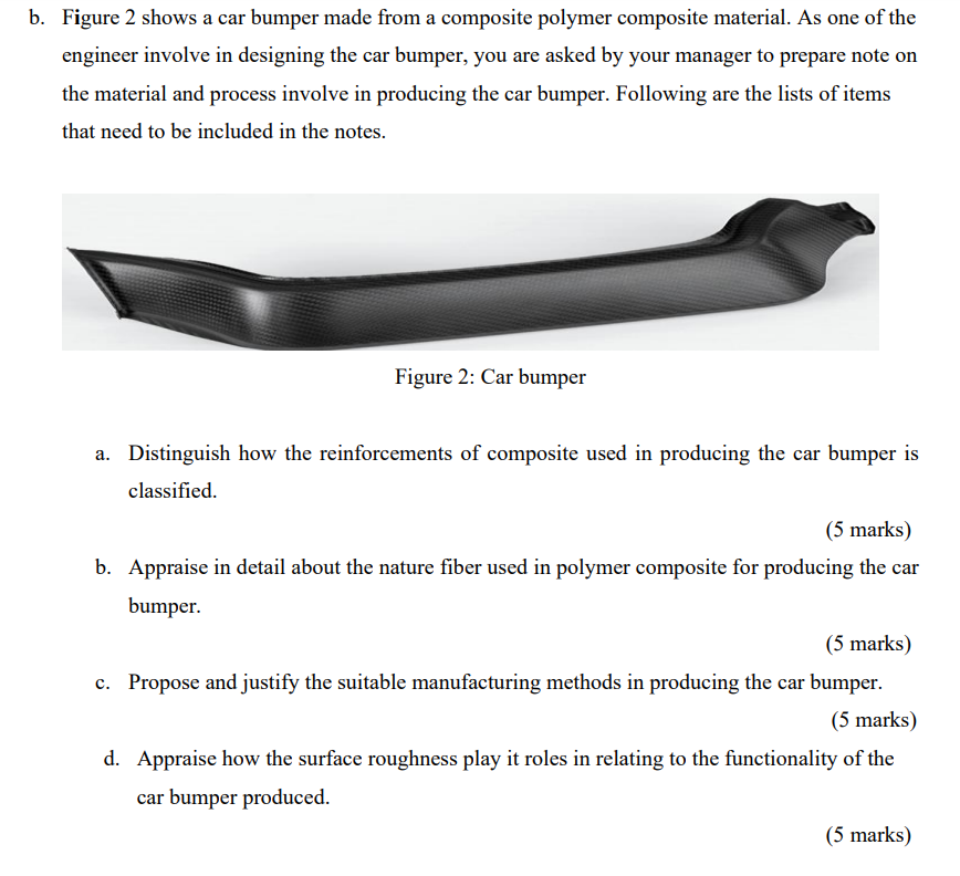 Solved b. Figure 2 shows a car bumper made from a composite