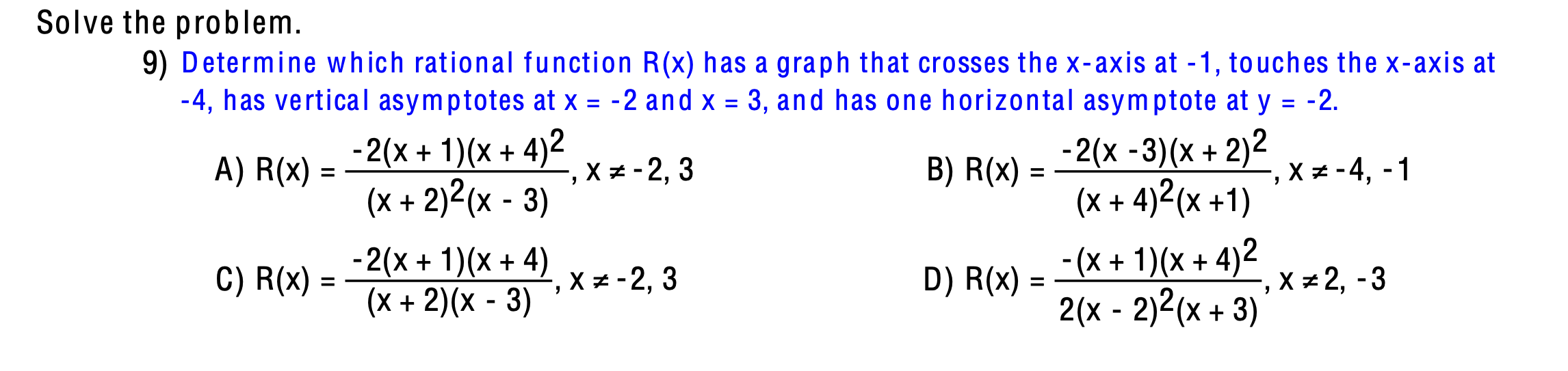 Solved Solve the problem.Determine which rational function | Chegg.com