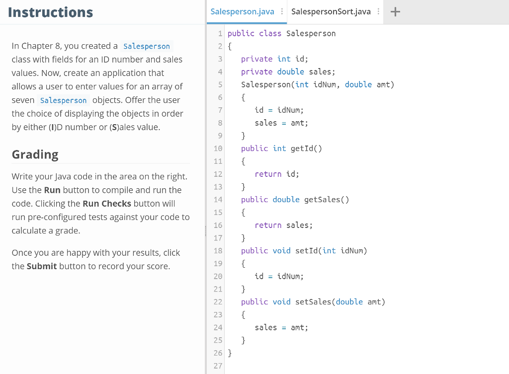 Solved Instructions Salesperson.java SalespersonSort.java In | Chegg.com