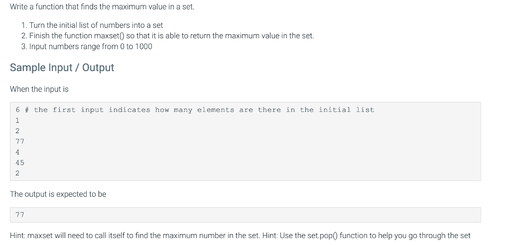 Solved Write a function that finds the maximum value in a | Chegg.com
