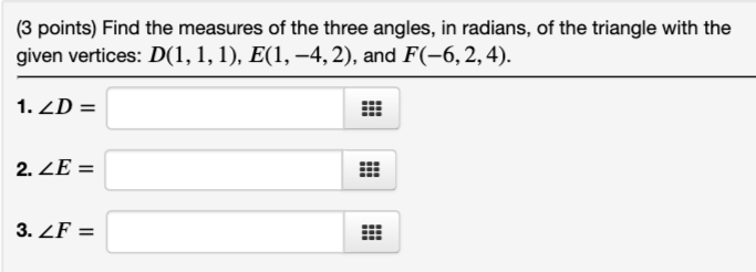 find angles of a triangle given 3 points