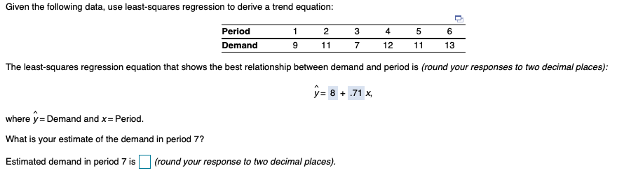 Solved Given the following data, use least-squares | Chegg.com