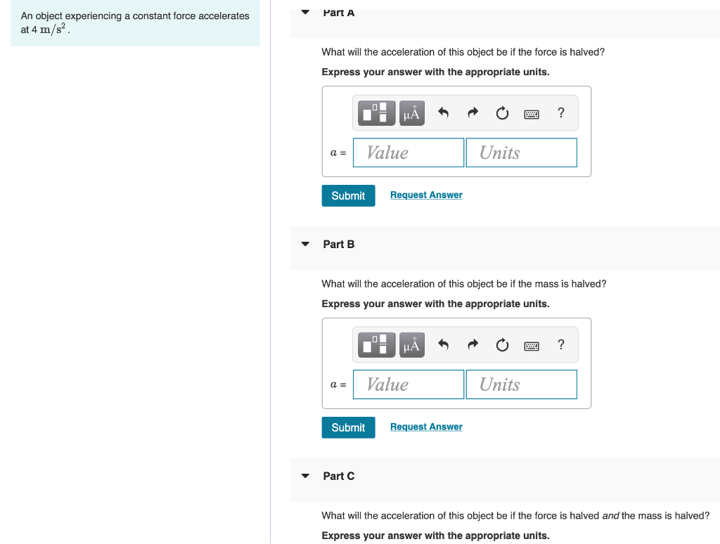 Solved Part A An object experiencing a constant force | Chegg.com