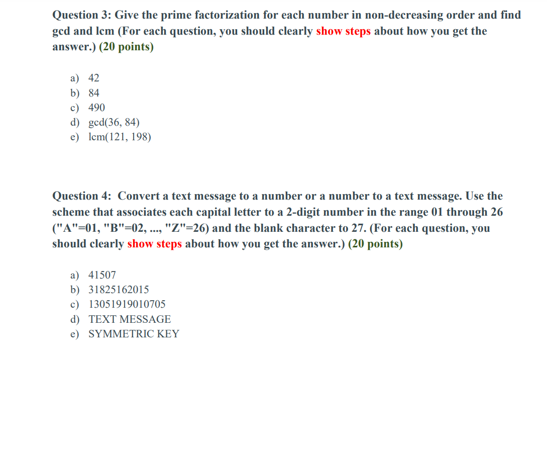 Solved Question 3: Give The Prime Factorization For Each | Chegg.com