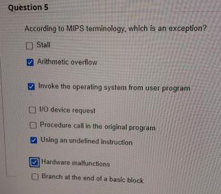 Solved Question 5 According to MIPS terminology, which is an | Chegg.com