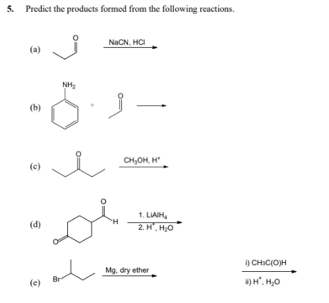 Solved Predict the products formed from the following | Chegg.com