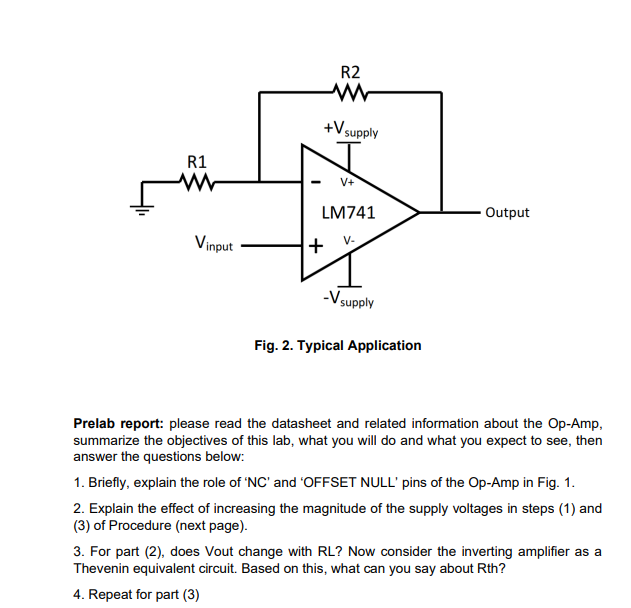 Fig. 2. Typical Application Prelab report: please | Chegg.com
