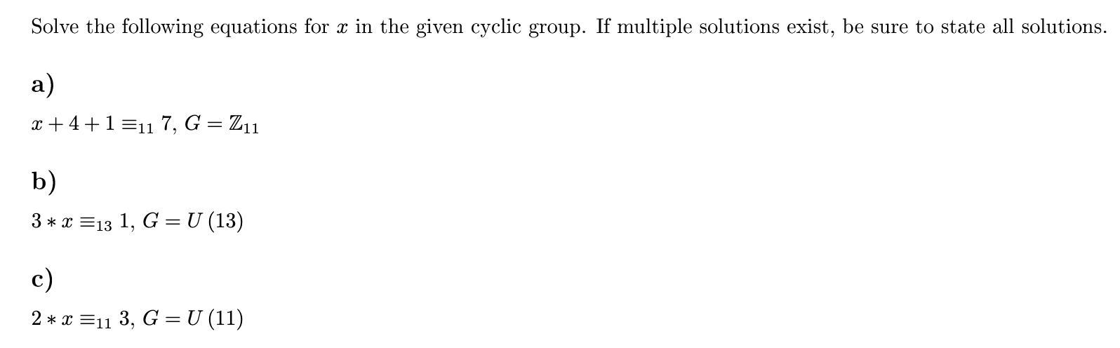 Solved Solve the following equations for x ﻿in the given | Chegg.com