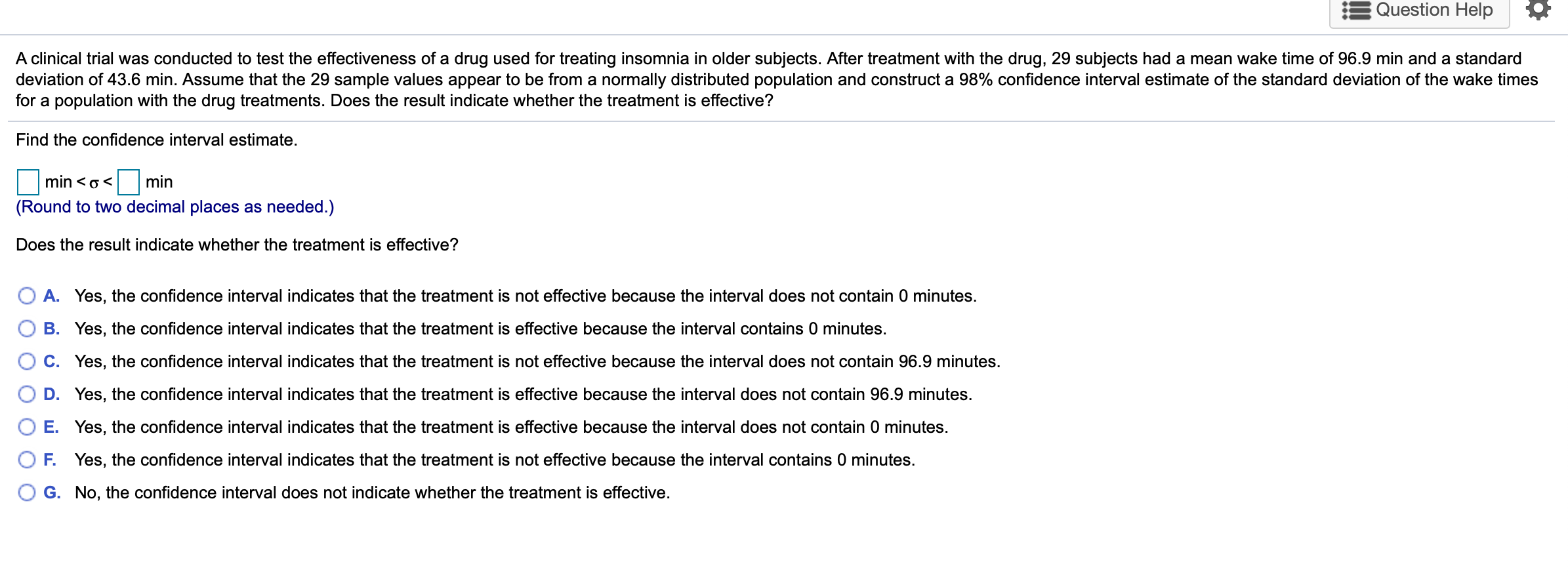 Solved Question Help A clinical trial was conducted to test | Chegg.com
