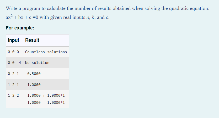 Solved Write a program to calculate the number of results | Chegg.com