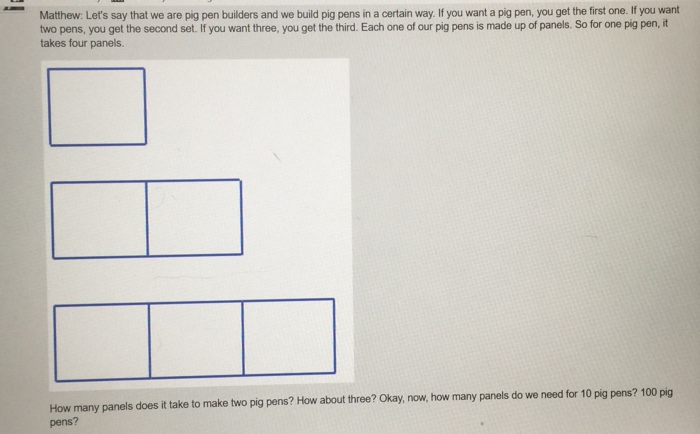 Solved Matthew: Let's say that we are pig pen builders and | Chegg.com