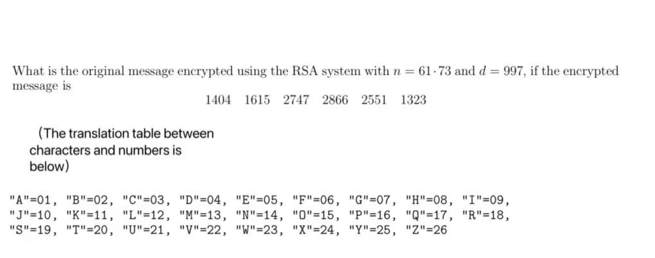 Solved What Is The Original Message Encrypted Using The R Chegg Com