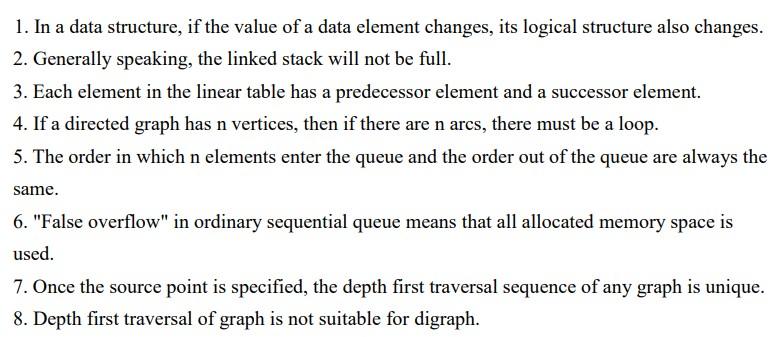 Solved 1. In a data structure, if the value of a data | Chegg.com