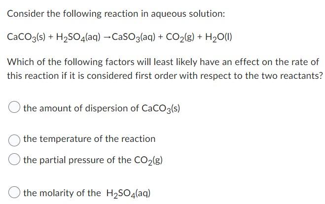 Solved Consider the following reaction in aqueous solution: | Chegg.com