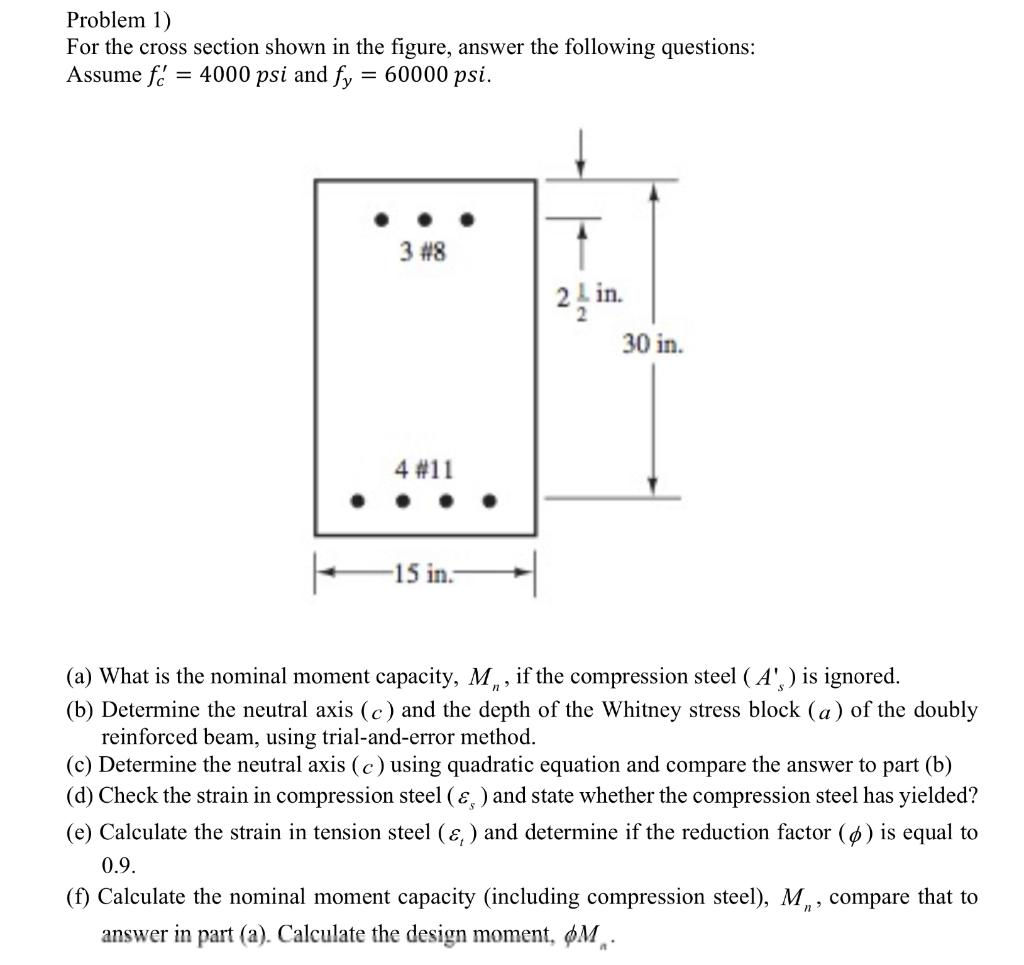 Solved Problem 1) For the cross section shown in the figure, | Chegg.com