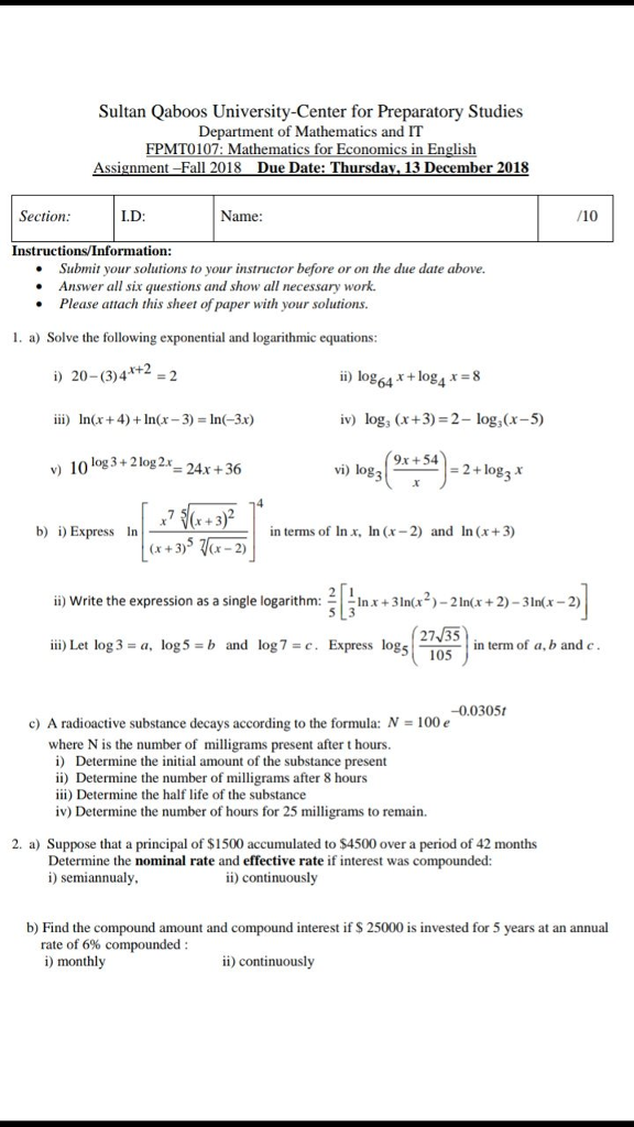 Solved Sultan Qaboos University-Center for Preparatory | Chegg.com